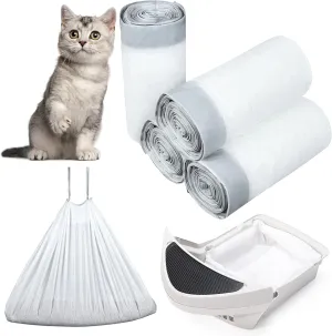 80 Pack Self-Cleaning Cat Litter Box Liners Replacement Kitty Waste Bags Drawstring Waste Bags for Automatic Self-Cleaning Cat Litter Box