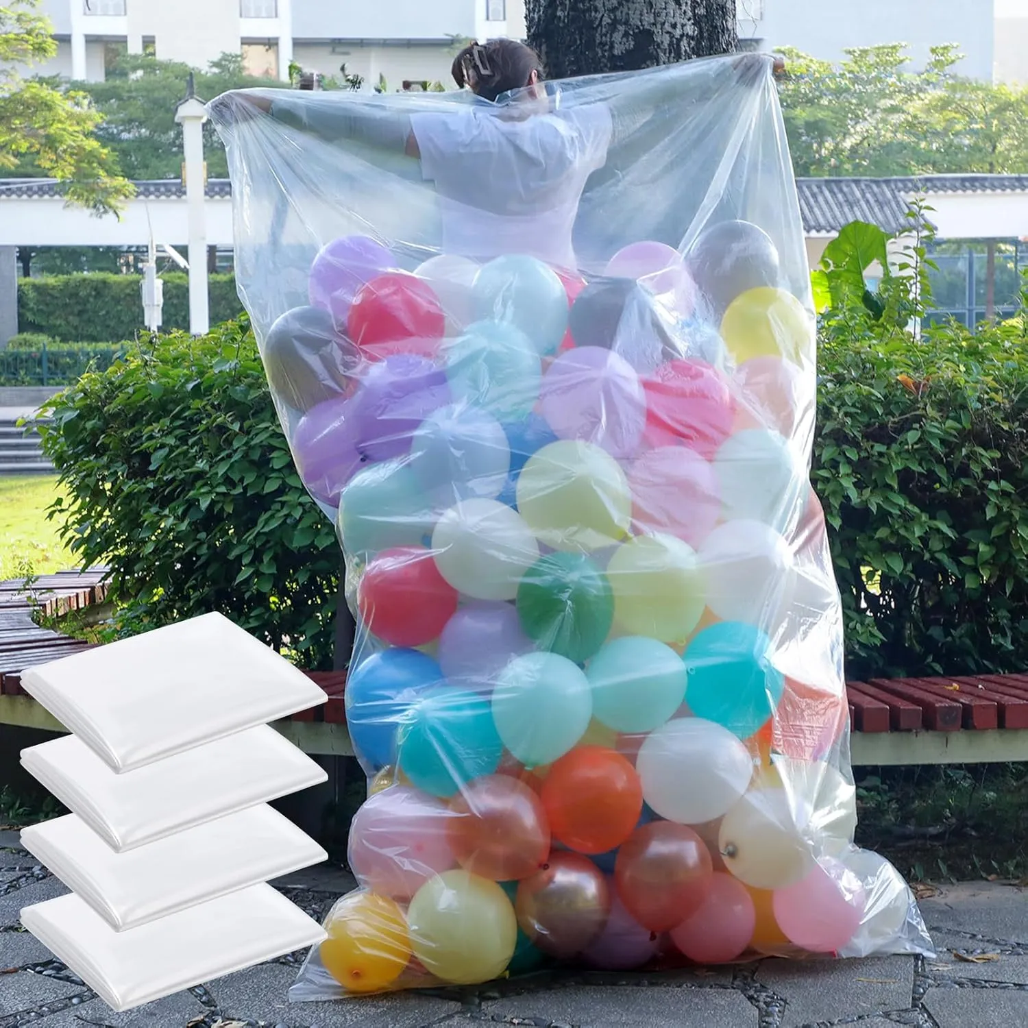 98.4 x 59 Inches Large Balloon Storage Bags, 10PACK Clear Plastic Balloon Transport Bags with Drawstring Closure
