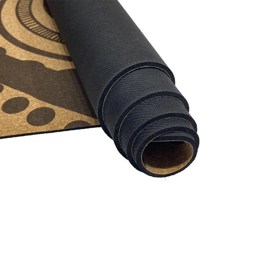 Aboriginal Art Cork Yoga Mat with Rubber Back | Flowing Rivers - Brown | 5mm