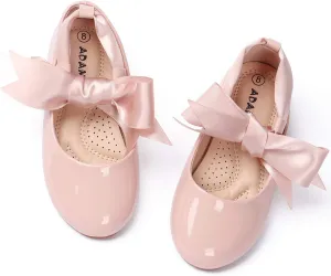 ADAMUMU Toddler Dress Shoes Flower Girl Shoes for Weeding Cute Toddler Mary Jane Shoes Lace Flore Ballet Flat for Walking, Jumping