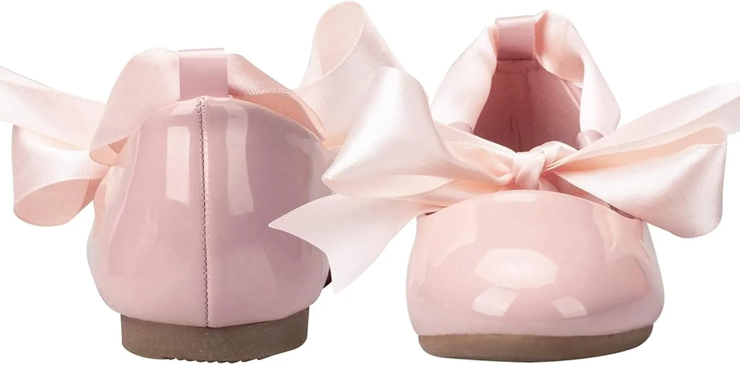 ADAMUMU Toddler Dress Shoes Flower Girl Shoes for Weeding Cute Toddler Mary Jane Shoes Lace Flore Ballet Flat for Walking, Jumping