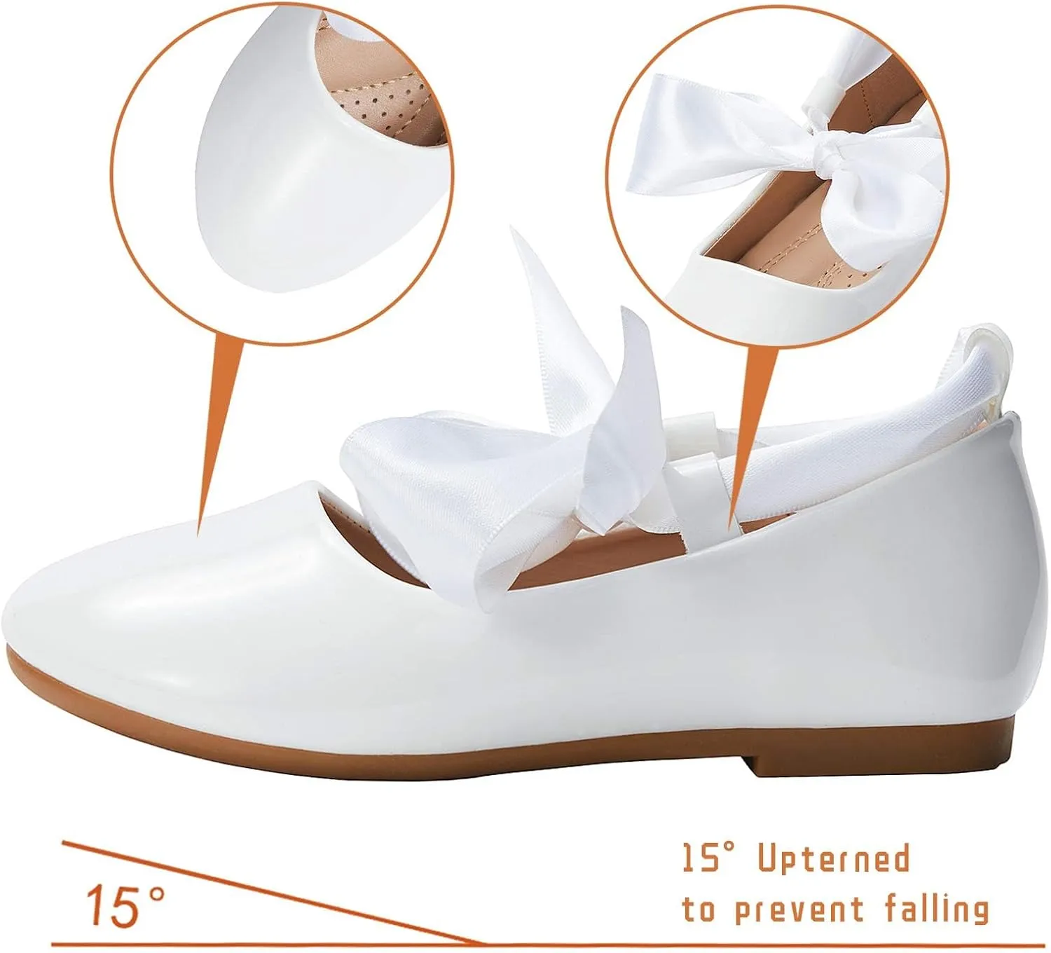 ADAMUMU Toddler Dress Shoes Flower Girl Shoes for Weeding Cute Toddler Mary Jane Shoes Lace Flore Ballet Flat for Walking, Jumping
