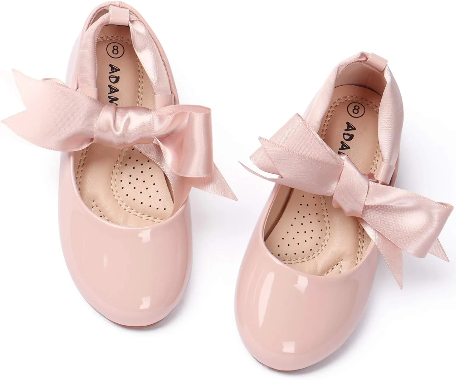 ADAMUMU Toddler Dress Shoes Flower Girl Shoes for Weeding Cute Toddler Mary Jane Shoes Lace Flore Ballet Flat for Walking, Jumping