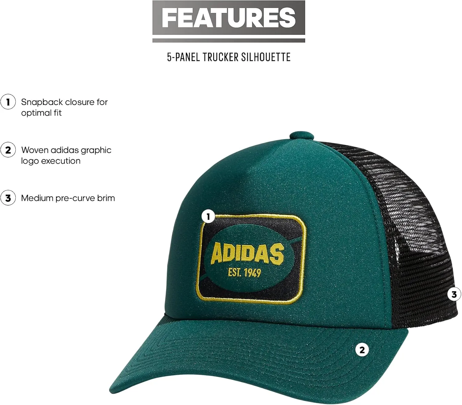 adidas Men's Foam Front Mesh Back Snapback Adjustable Fit Trucker Hat