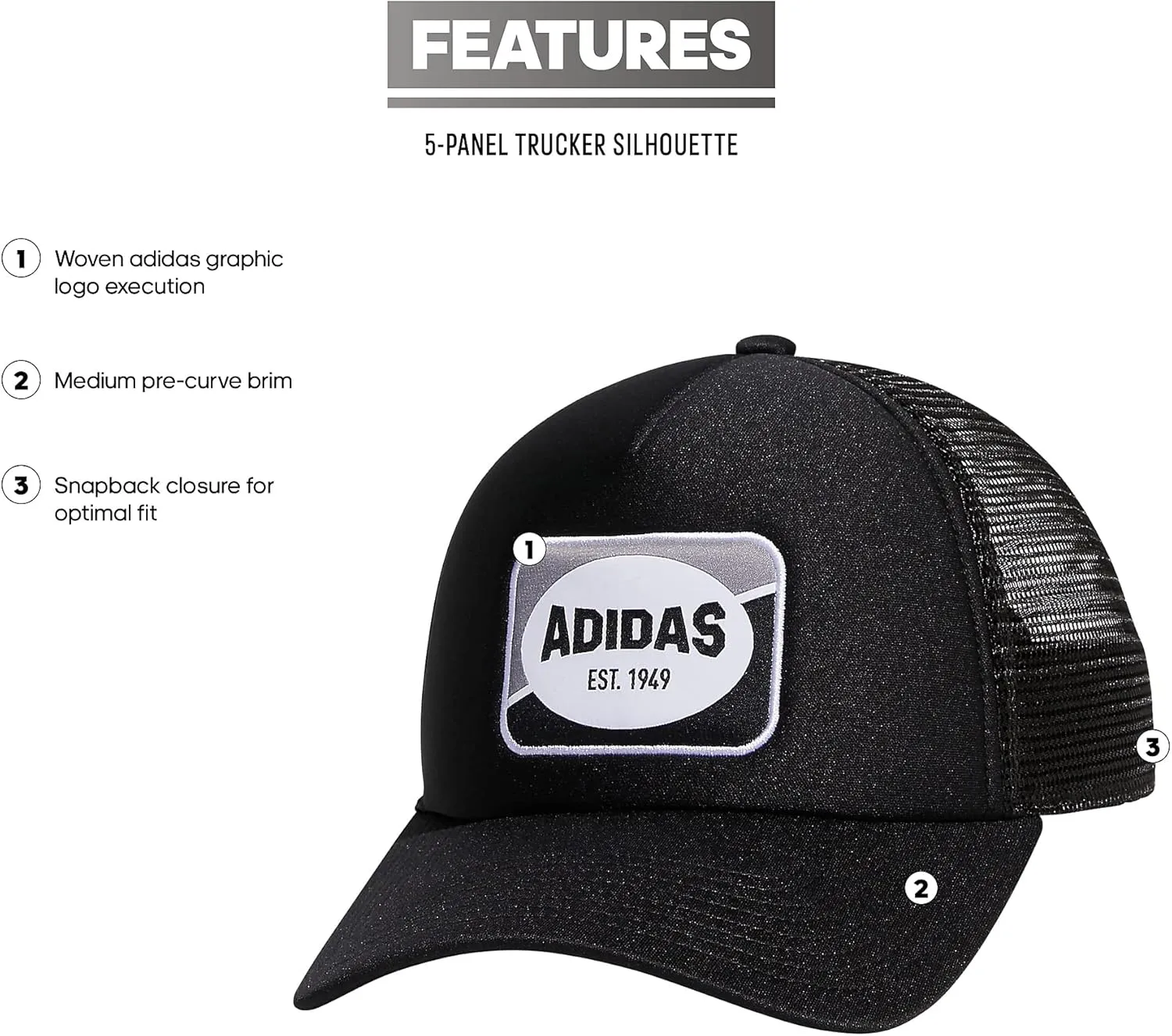 adidas Men's Foam Front Mesh Back Snapback Adjustable Fit Trucker Hat