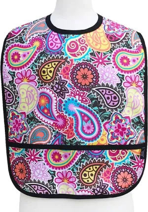 Adult Clothing Protector Bib with Front Pockets (Paisley Medallion) Cooking, Baking, Grilling, Crafting, Gardening, Pet Grooming, 100% cotton, exclusive stain and water repellent.