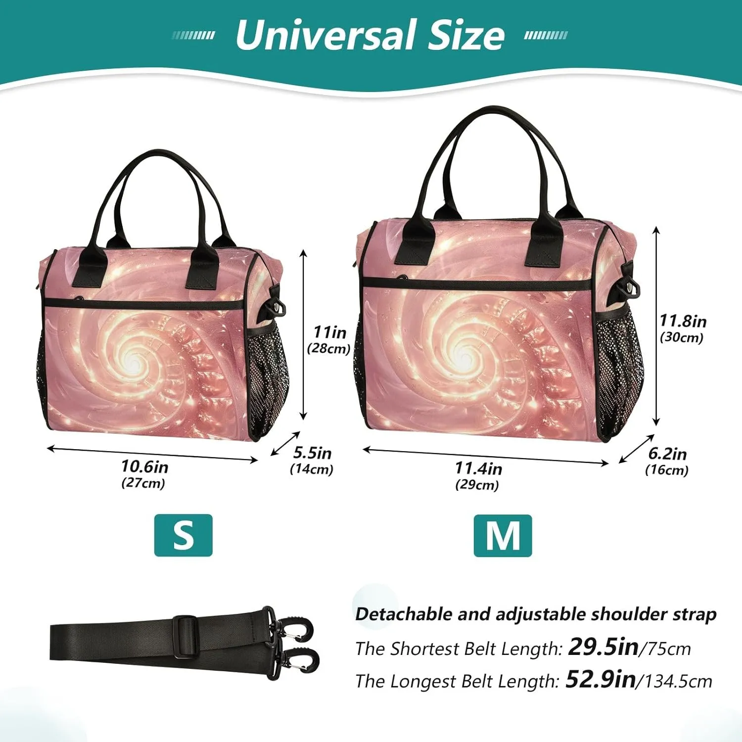 Adult Lunch Box Insulated Lunch Bag Illuminated Rose Fire Large Cooler Tote Bag for Work Picnic or Travel with Adjustable Shoulder Strap