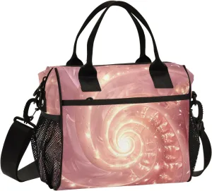 Adult Lunch Box Insulated Lunch Bag Illuminated Rose Fire Large Cooler Tote Bag for Work Picnic or Travel with Adjustable Shoulder Strap