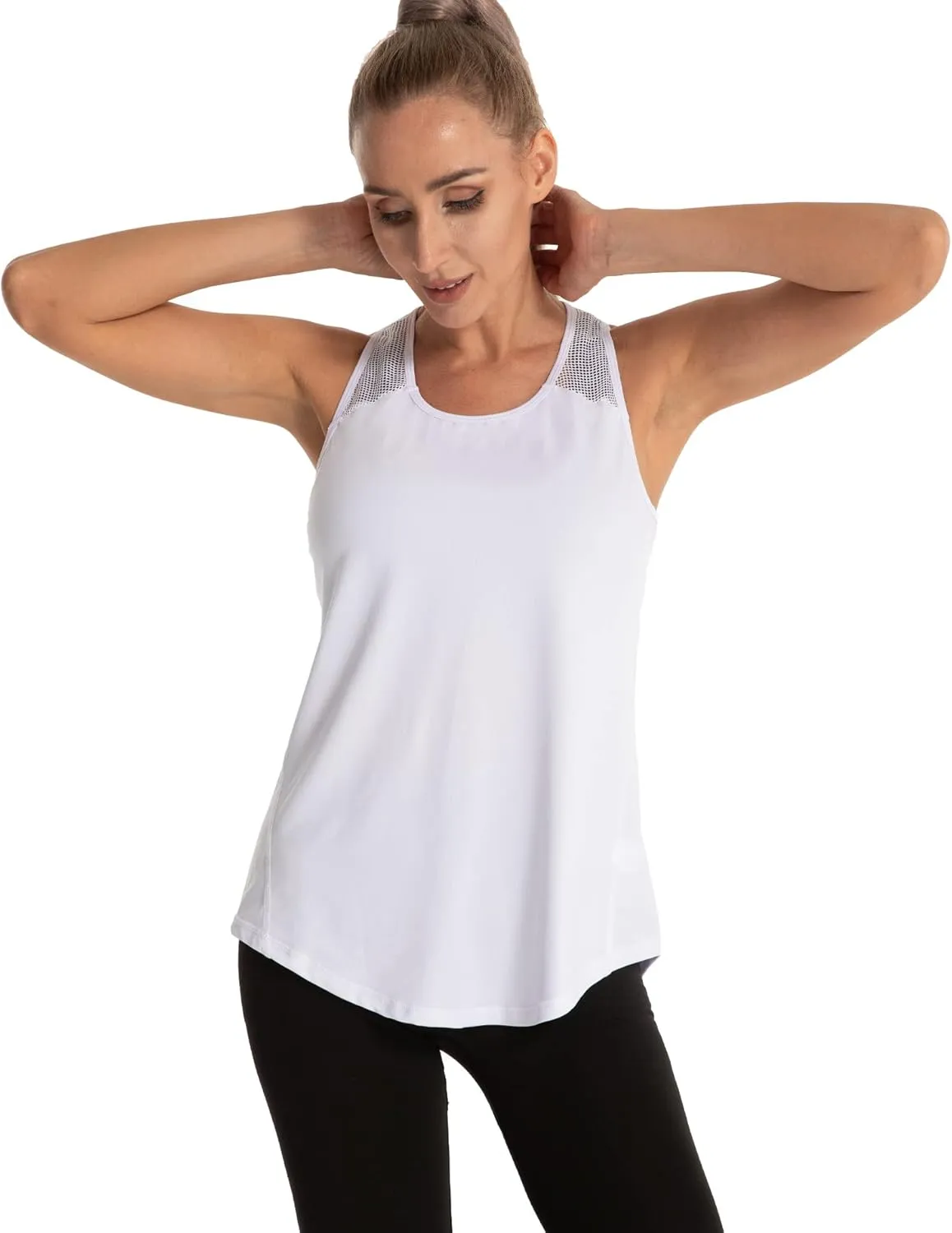 Aeuui 5 Pack Womens Workout Tops Mesh Racerback Tank Tops Sleeveless Athletic Gym Yoga Shirts