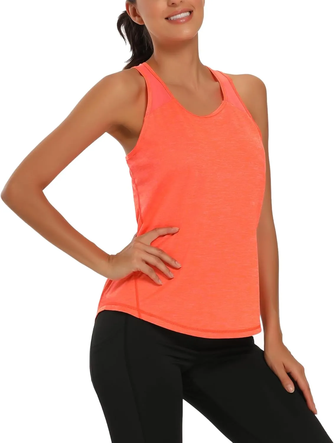 Aeuui 5 Pack Womens Workout Tops Mesh Racerback Tank Tops Sleeveless Athletic Gym Yoga Shirts