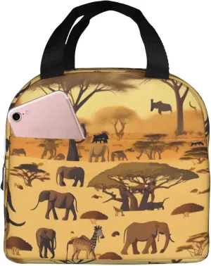 African grassland animals Insulated Lunch Bag - Waterproof, Moisture-Proof Tote Bag for Office, Picnic, Daily Use and Travel