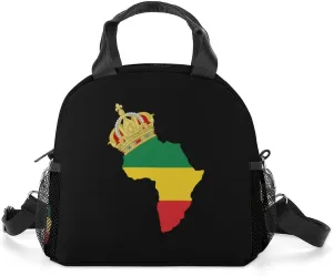 African U.S. Proud Portable Lunch Box Crossbody Bag Tote Insulated with Adjustable Strap Work Beach Picnic