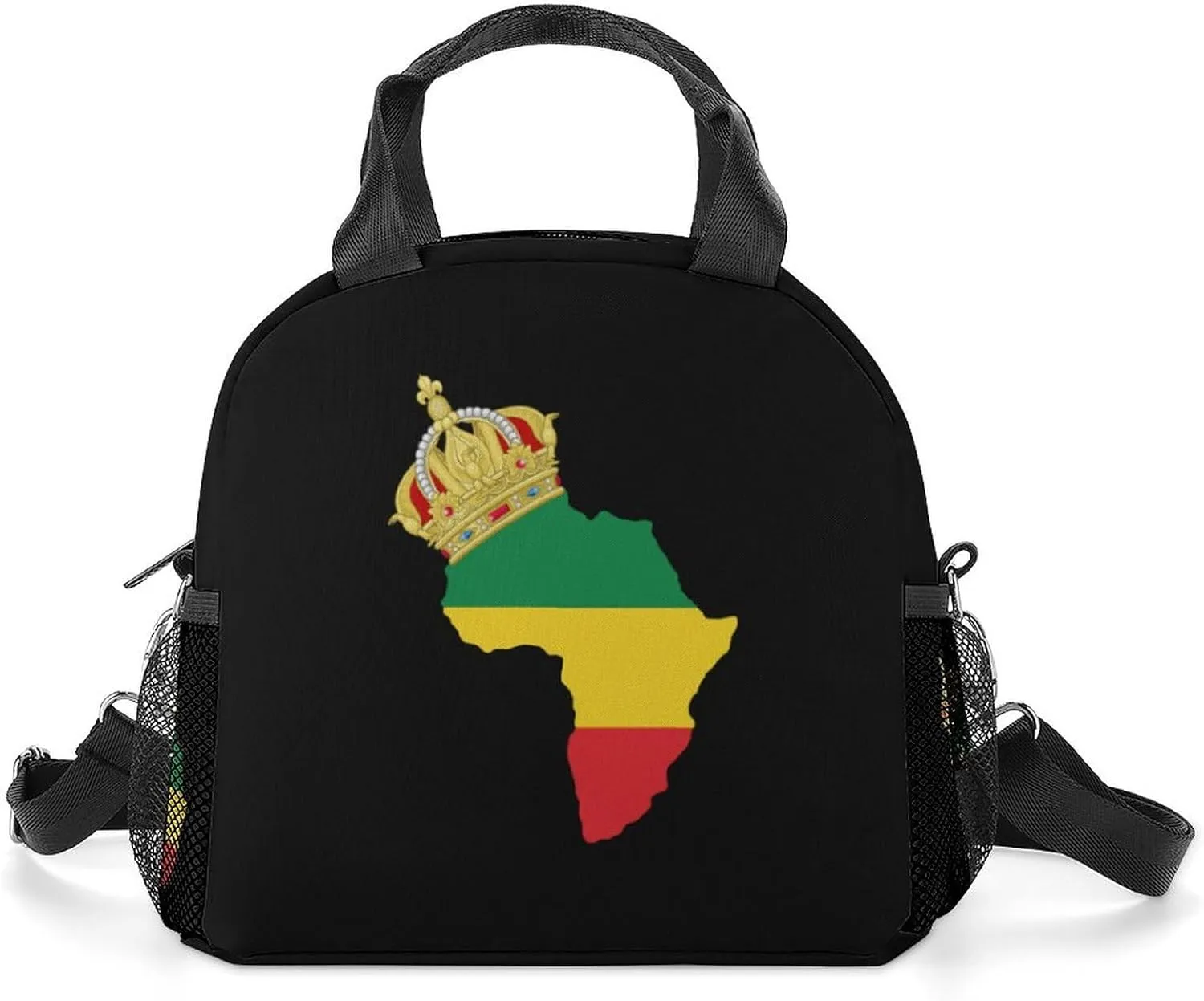 African U.S. Proud Portable Lunch Box Crossbody Bag Tote Insulated with Adjustable Strap Work Beach Picnic