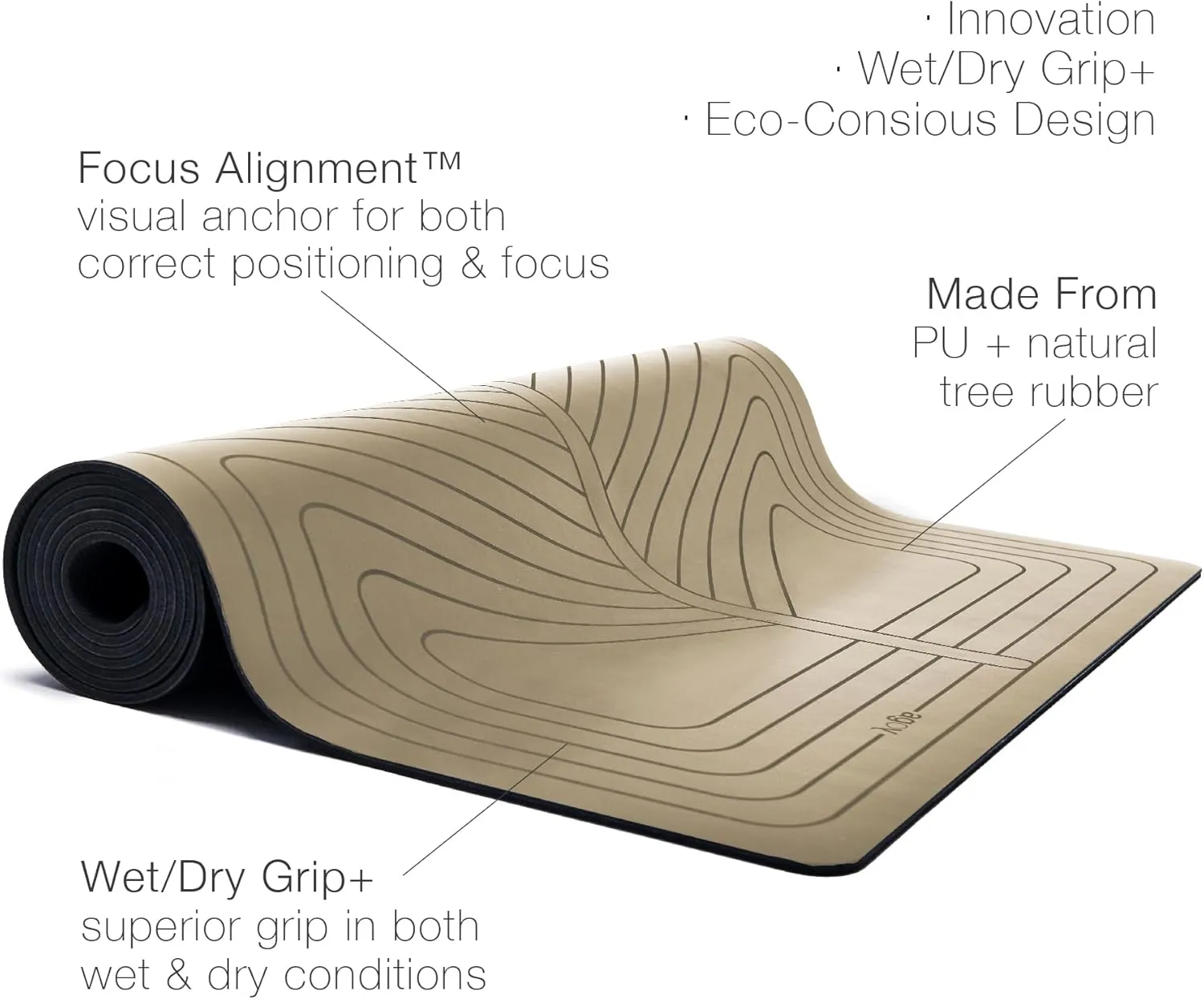 agoy Pro  Warrior - Premium Non-Slip Yoga Mat – Eco-Conscious Design - PU Mat With Wet/Dry Grip  - Focus Alignment - Lazer-Etched Technology - A Portable Standard Size Mat for All Styles of Yoga