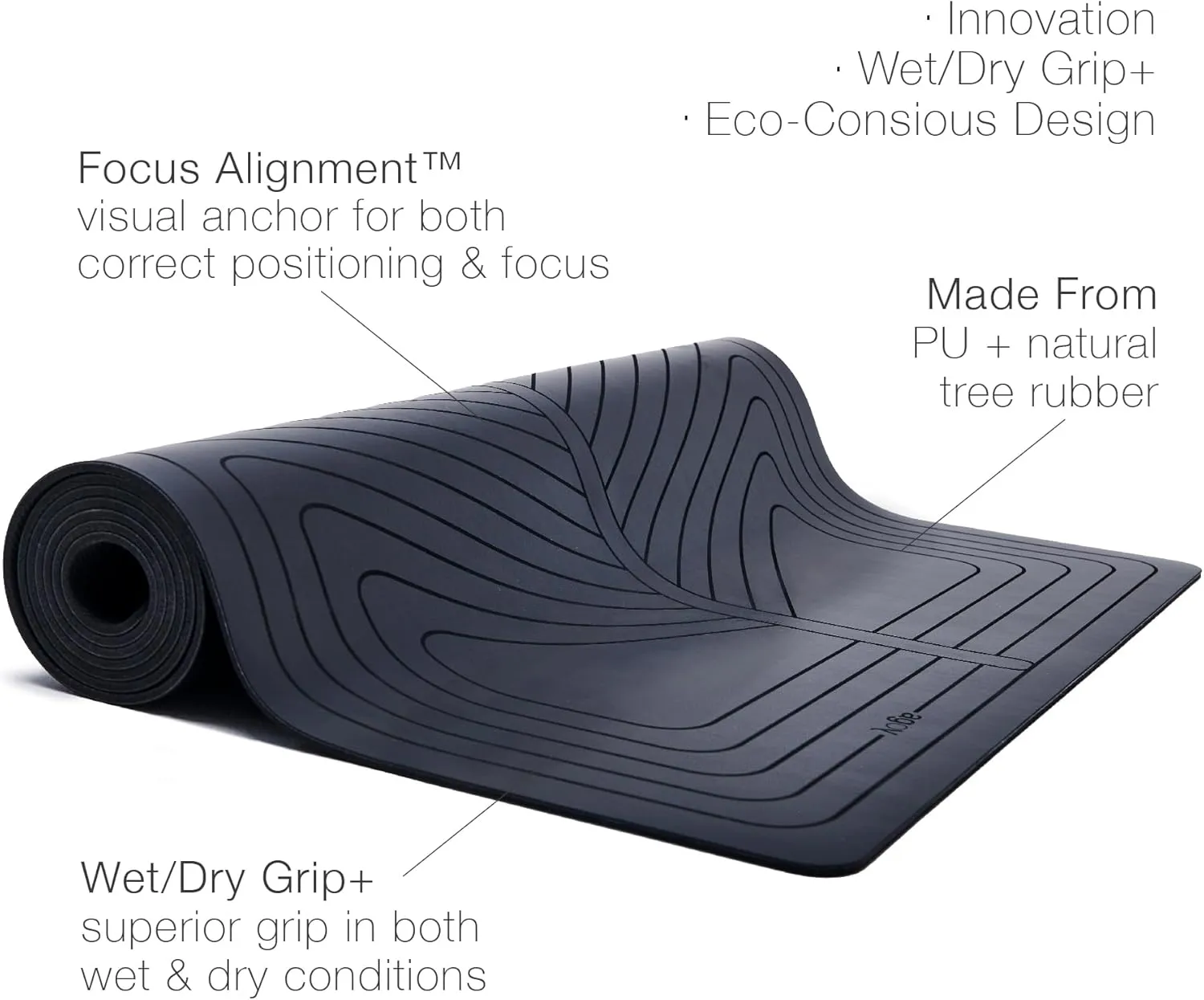 agoy Pro  Warrior - Premium Non-Slip Yoga Mat – Eco-Conscious Design - PU Mat With Wet/Dry Grip  - Focus Alignment - Lazer-Etched Technology - A Portable Standard Size Mat for All Styles of Yoga