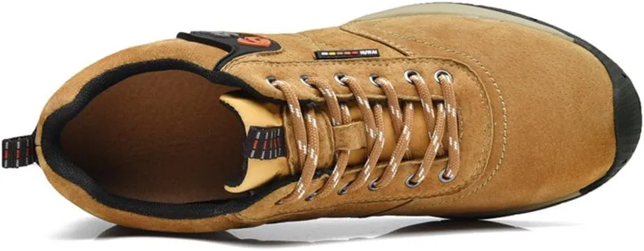 ailishabroy Men's Invisible Increase 2.36in Casual Leather Shoes Lace up Running Shoes senakers
