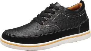 ailishabroy Men's Invisible Increase 2.36in Casual Leather Shoes Lace up Running Shoes senakers