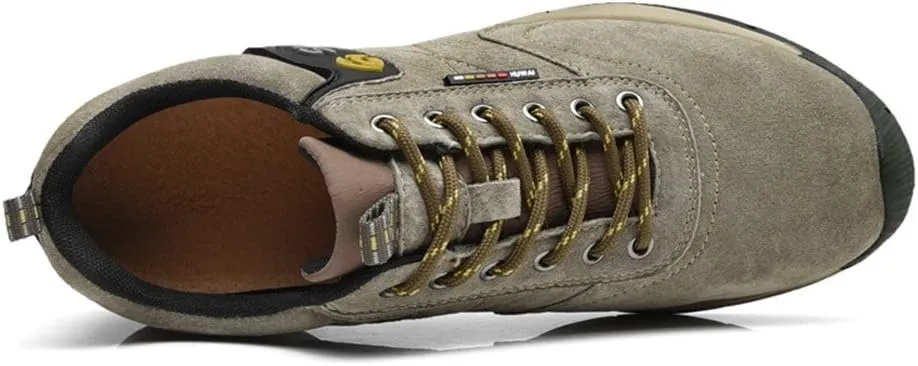ailishabroy Men's Invisible Increase 2.36in Casual Leather Shoes Lace up Running Shoes senakers
