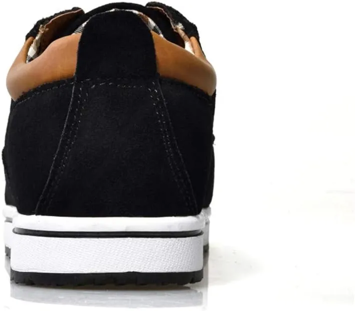 ailishabroy Men's Invisible Increase 2.36in Casual Leather Shoes Lace up Running Shoes senakers