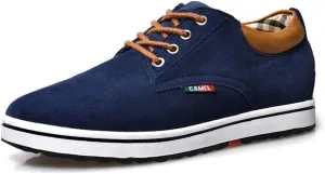 ailishabroy Men's Invisible Increase 2.36in Casual Leather Shoes Lace up Running Shoes senakers