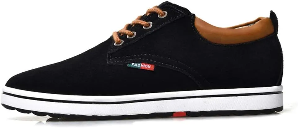 ailishabroy Men's Invisible Increase 2.36in Casual Leather Shoes Lace up Running Shoes senakers