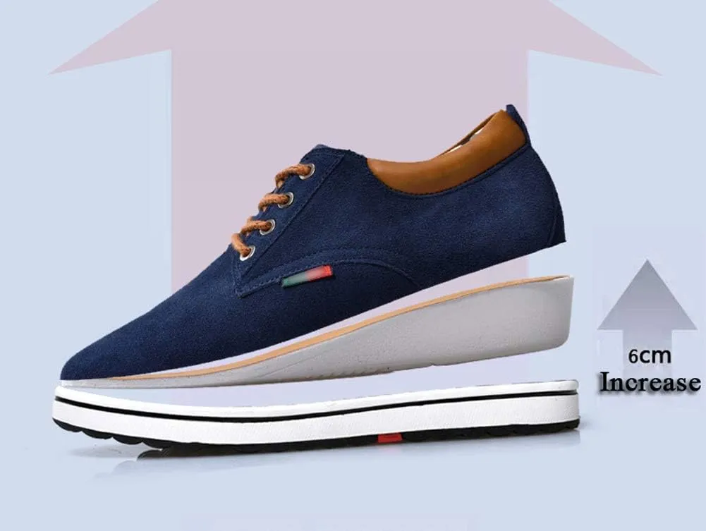 ailishabroy Men's Invisible Increase 2.36in Casual Leather Shoes Lace up Running Shoes senakers