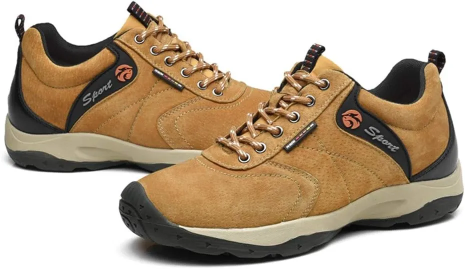 ailishabroy Men's Invisible Increase 2.36in Casual Leather Shoes Lace up Running Shoes senakers