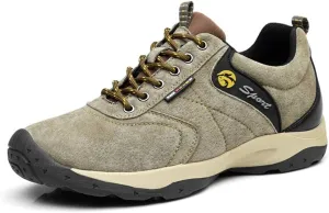 ailishabroy Men's Invisible Increase 2.36in Casual Leather Shoes Lace up Running Shoes senakers