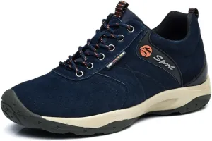 ailishabroy Men's Invisible Increase 2.36in Casual Leather Shoes Lace up Running Shoes senakers