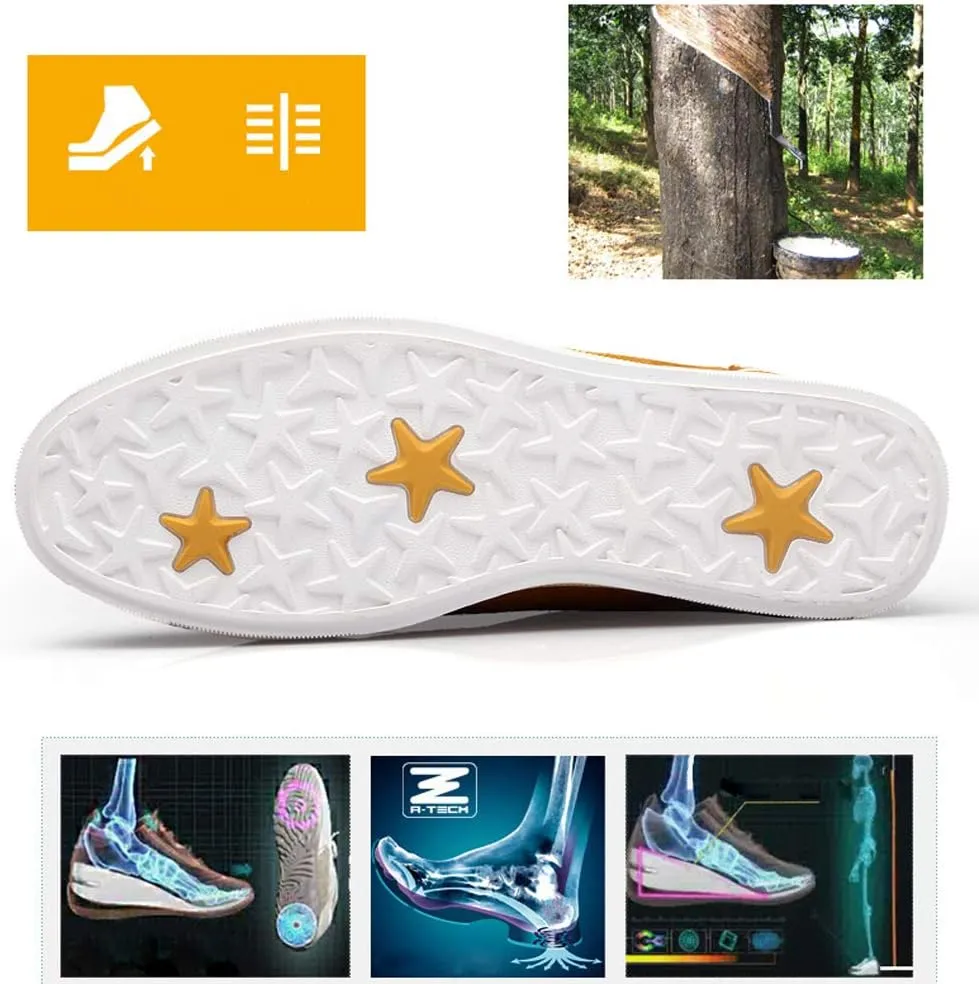 ailishabroy Men's Invisible Increase 2.36in Casual Leather Shoes Lace up Running Shoes senakers