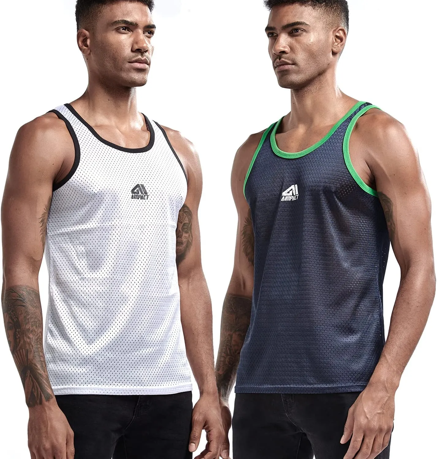 AIMPACT Men Athletic Workout Tank Top Mesh Casual Sleeveless Shirts