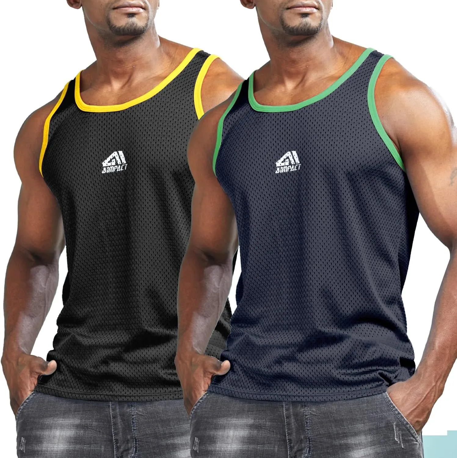 AIMPACT Men Athletic Workout Tank Top Mesh Casual Sleeveless Shirts