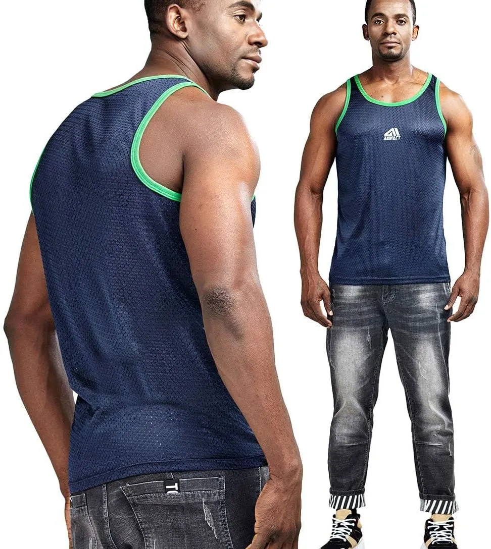 AIMPACT Men Athletic Workout Tank Top Mesh Casual Sleeveless Shirts