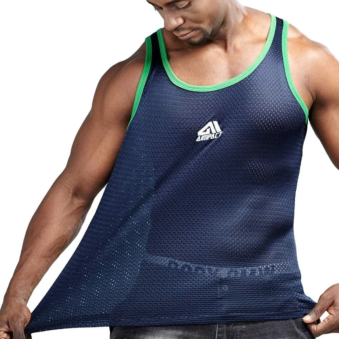 AIMPACT Men Athletic Workout Tank Top Mesh Casual Sleeveless Shirts