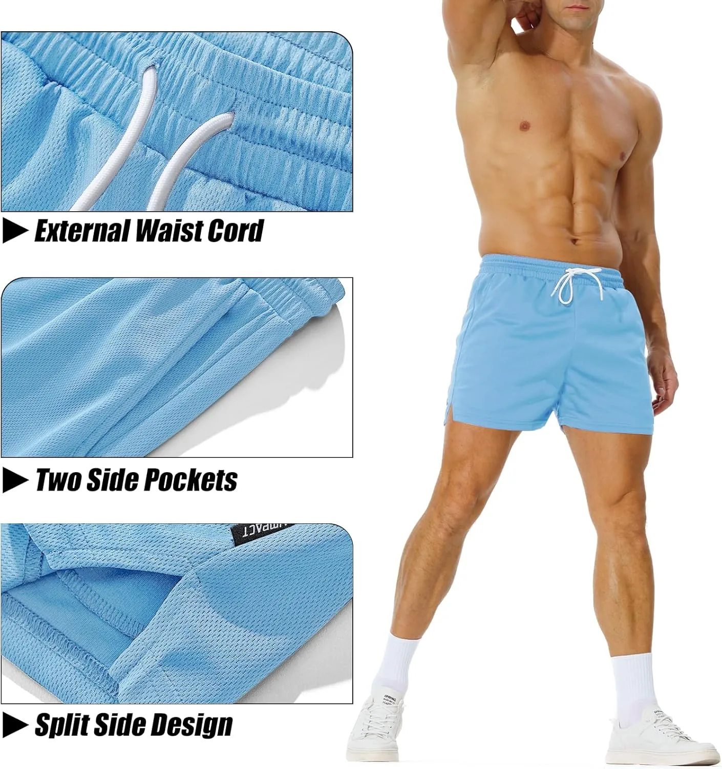 AIMPACT Mens Mesh Athletic Shorts Gym Athletic Workout Shorts for Men 5 Inch Running Shorts with Pocket