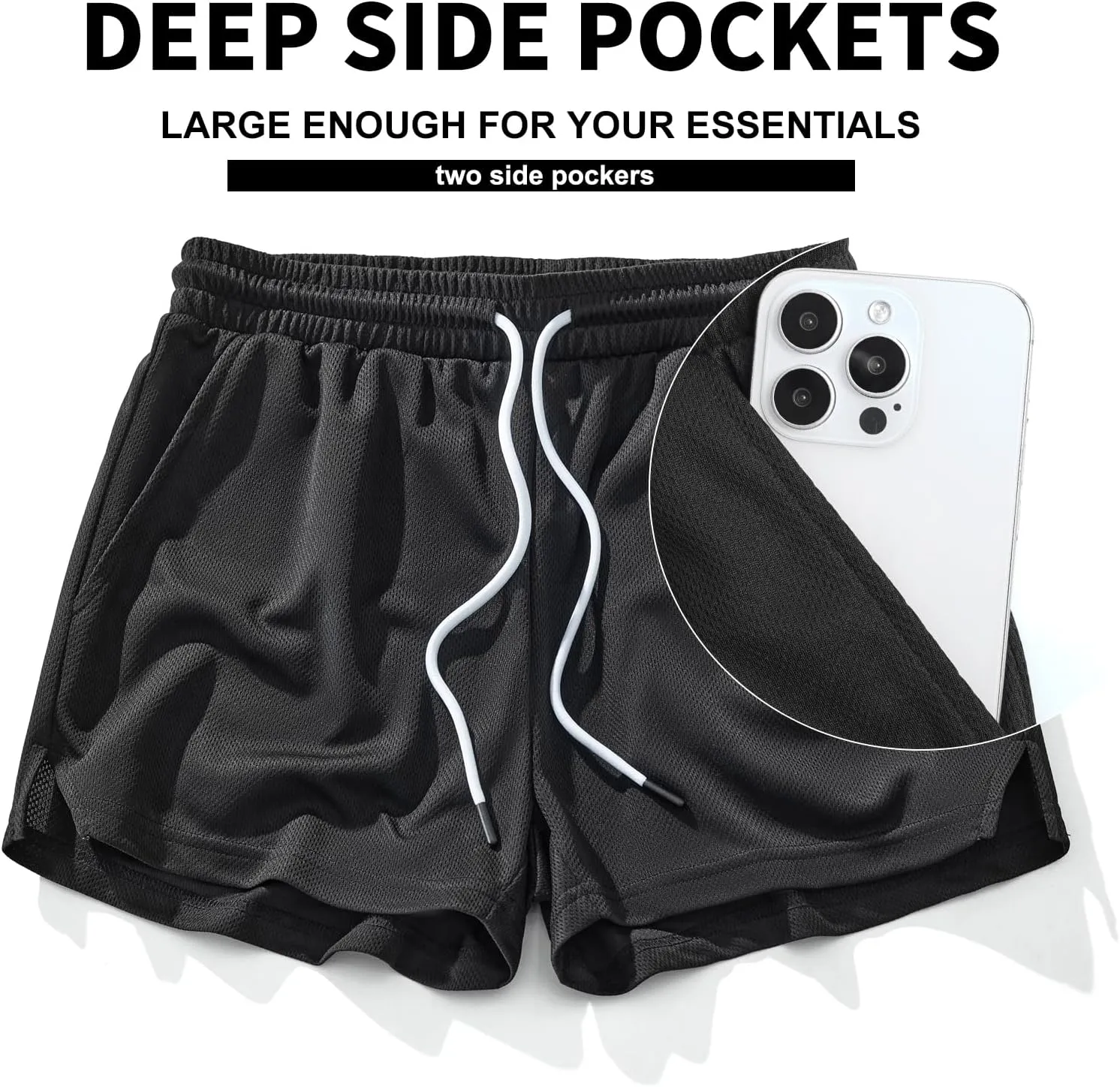 AIMPACT Mens Mesh Running Shorts 3 Inch Quick Dry Gym Athletic Workout Shorts for Men with Pockets