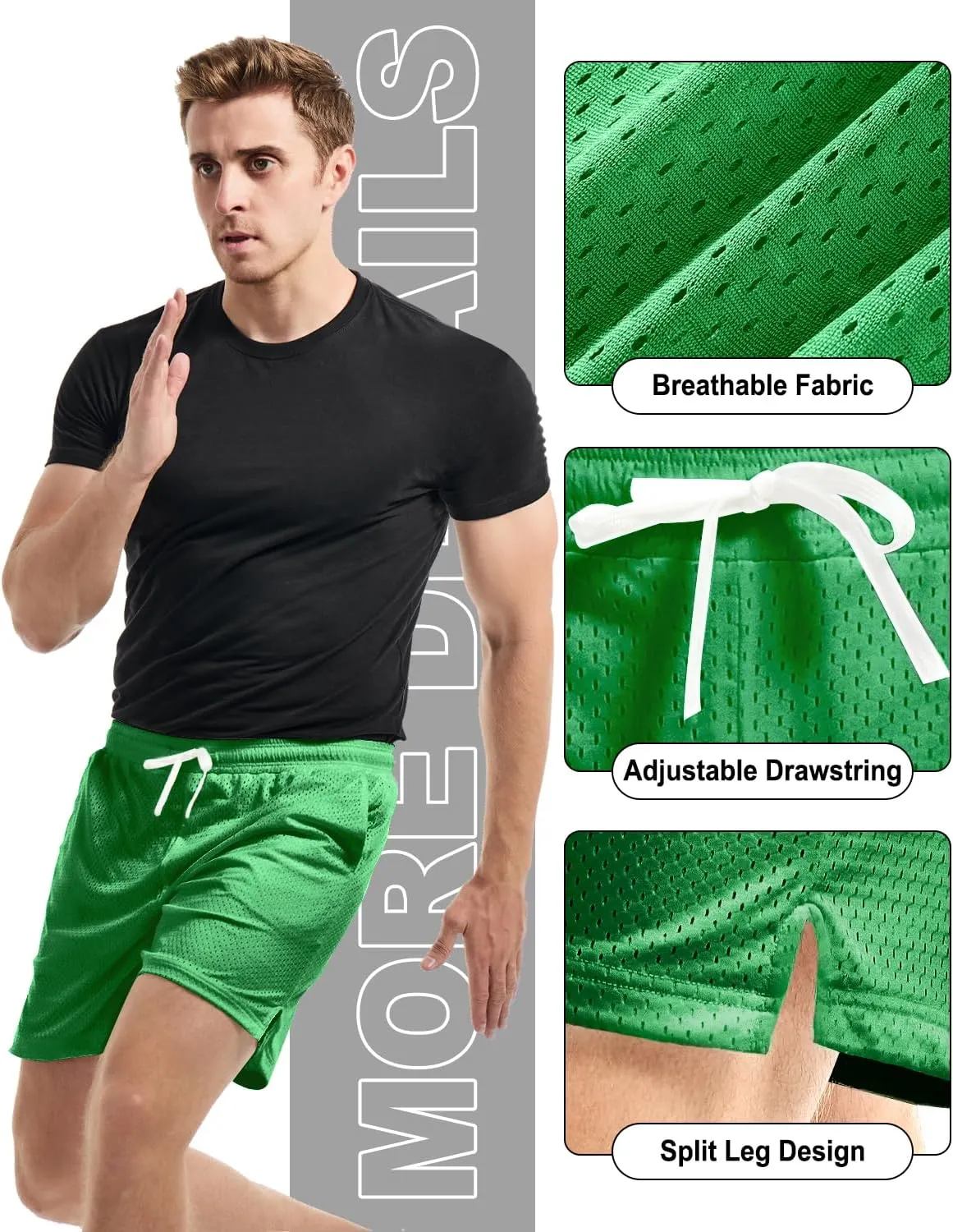 AIMPACT Mens Mesh Shorts Breathable Double Layer Fabric 6 Inch Basketball Sportswear Lounge Shorts