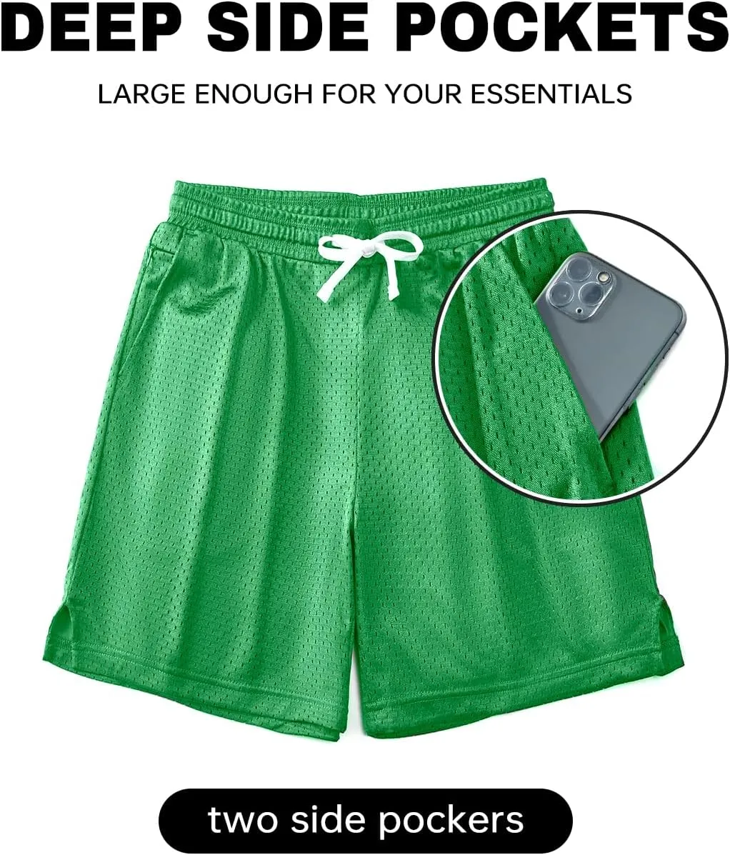 AIMPACT Mens Mesh Shorts Breathable Double Layer Fabric 6 Inch Basketball Sportswear Lounge Shorts