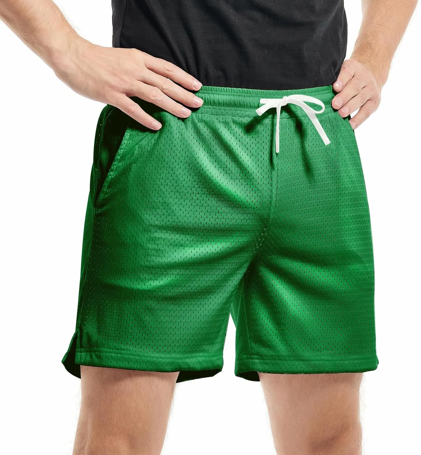 AIMPACT Mens Mesh Shorts Breathable Double Layer Fabric 6 Inch Basketball Sportswear Lounge Shorts