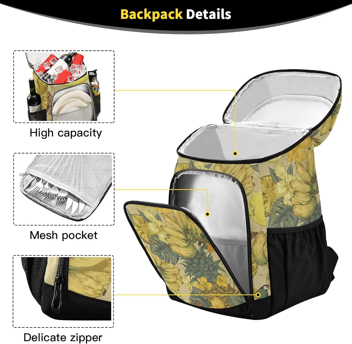 ALAZA Cooler Backpack Reusable Insulated Lunch Bag with Adjustable Shoulder Strap for Women Men Picnic Work College Hiking Camping Office Beach