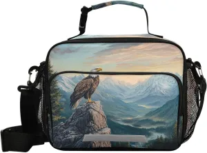 ALAZA Eagle Mountain Forest Insulated Lunch Bag Portable Reusable Cooler Lunch Tote Bag with Shoulder Strap for Women Men Work Office Picnic College