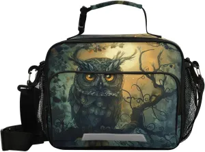 ALAZA Owl in Forest at Night Insulated Lunch Bag Portable Reusable Cooler Lunch Tote Bag with Shoulder Strap for Women Men Work Office Picnic College
