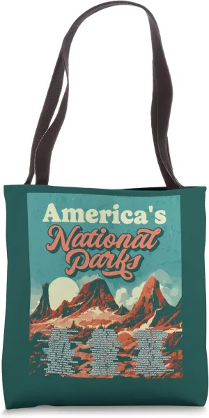 All 63 National Parks List 2022 - Mountain Scene Art Design Tote Bag