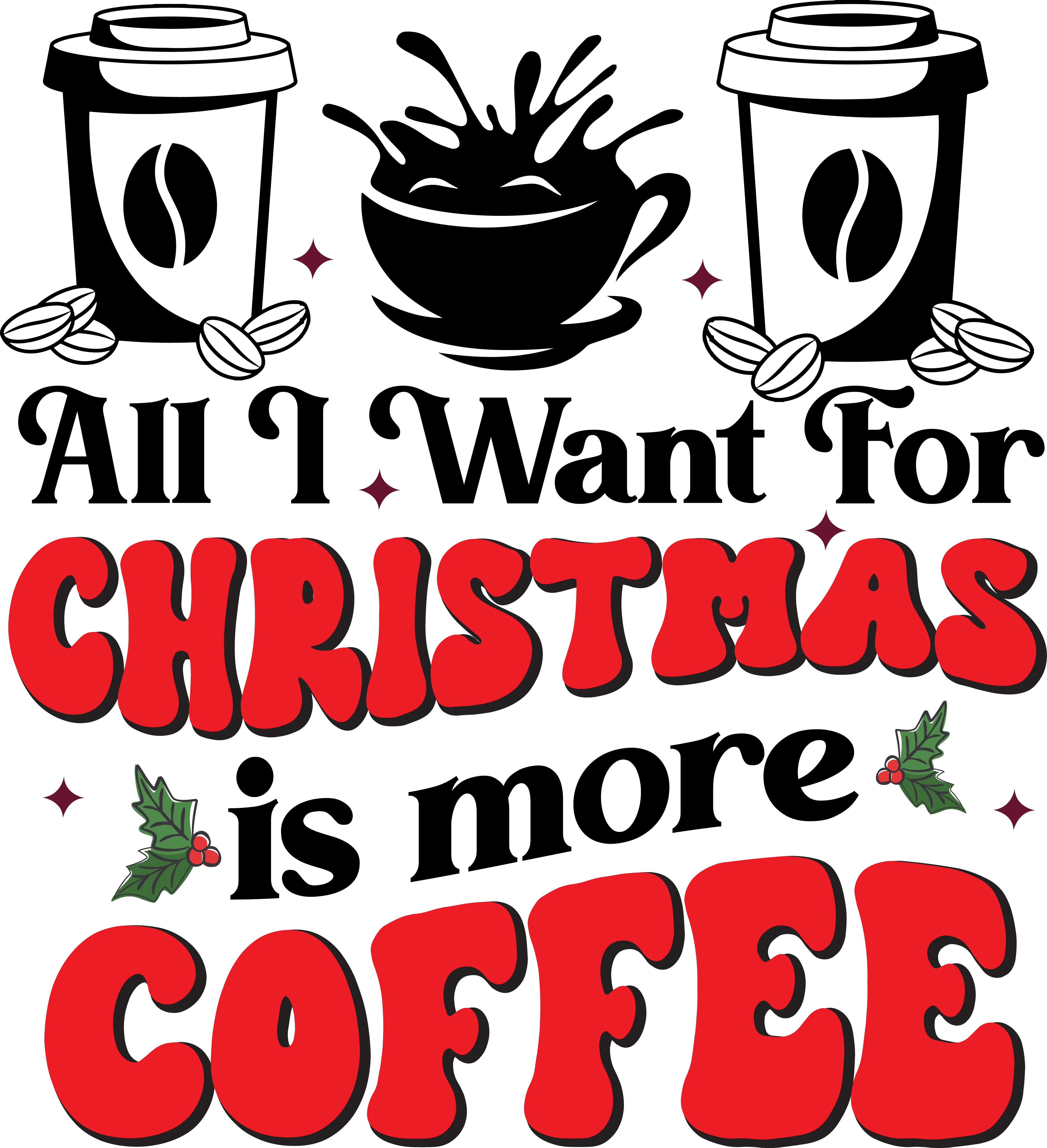 All I Want For Christmas Is More Coffee - DTF Ready to Press