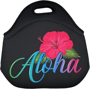 Aloha Designs ALOHA Neoprene Lunch Bag Travel Splash-proof insulated Lunch Tote Washable lunch container box for work picnic Bags with 1 Aloha Decal