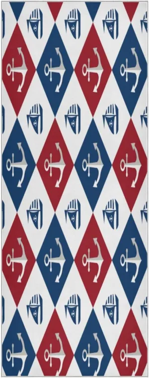 Anchor Sailboat Marine Yoga Towel,Hot Yoga Mat Towel with Grip Dots Sweat Absorbent Non-Slip for Hot Yoga, 24" x72",Soft Yoga Blankets with Travel Bag,Pilates and Workout
