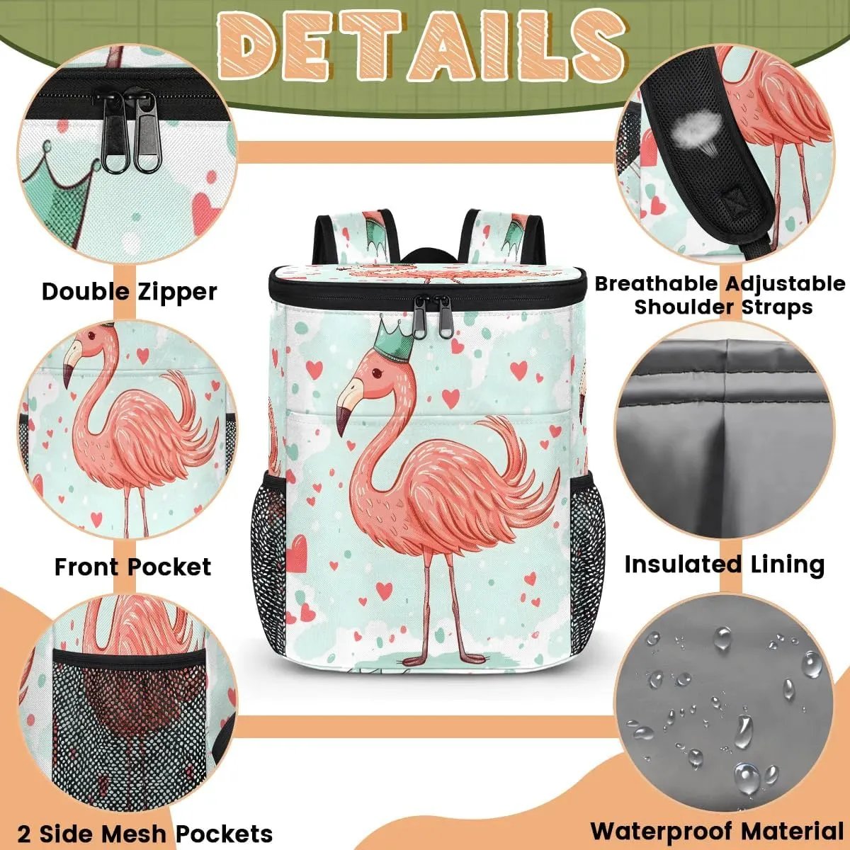 Animal Owl Eyes Backpack Cooler Leakproof Insulated Cooler Bag Beach Travel Camping Lunch Backpack for Men Women