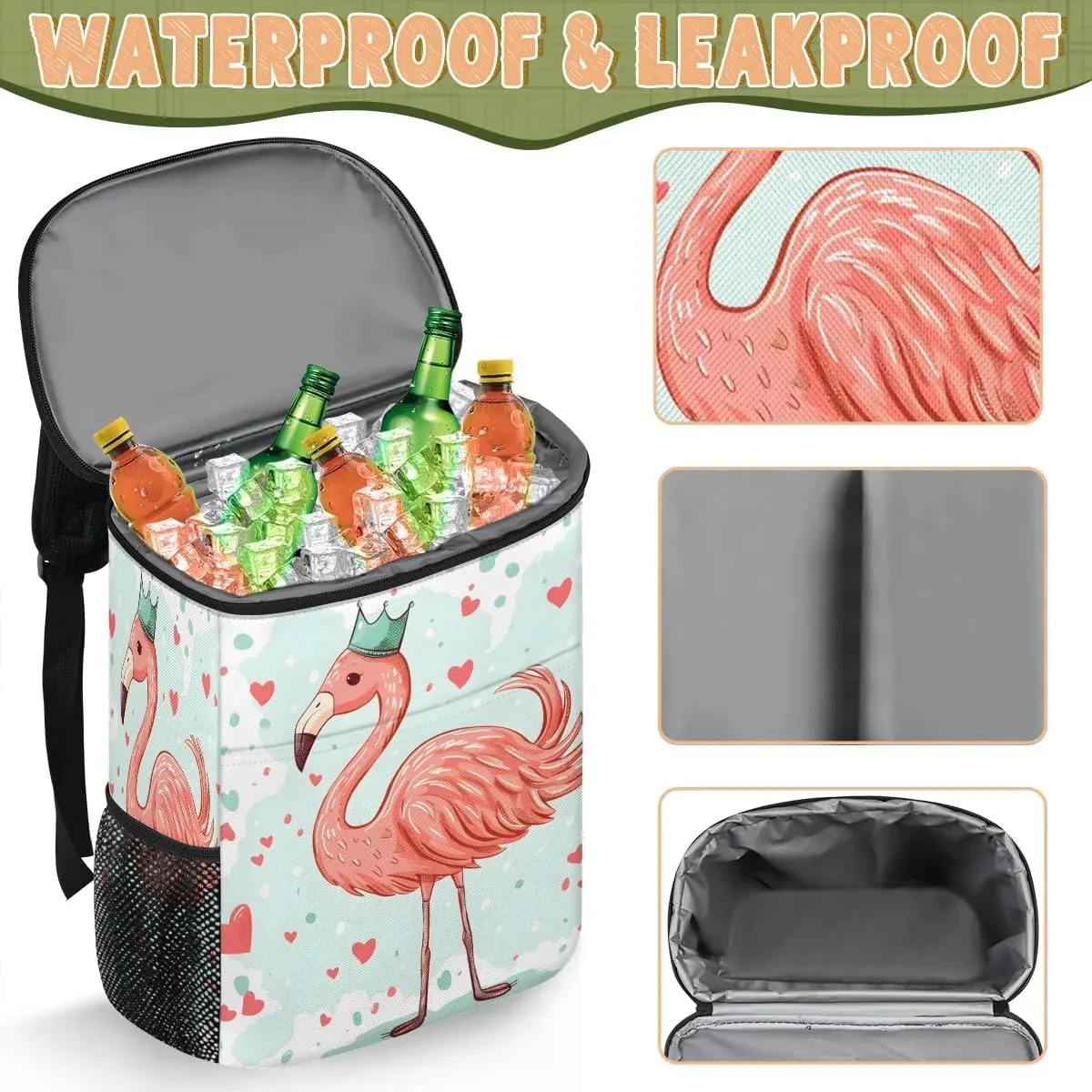 Animal Owl Eyes Backpack Cooler Leakproof Insulated Cooler Bag Beach Travel Camping Lunch Backpack for Men Women