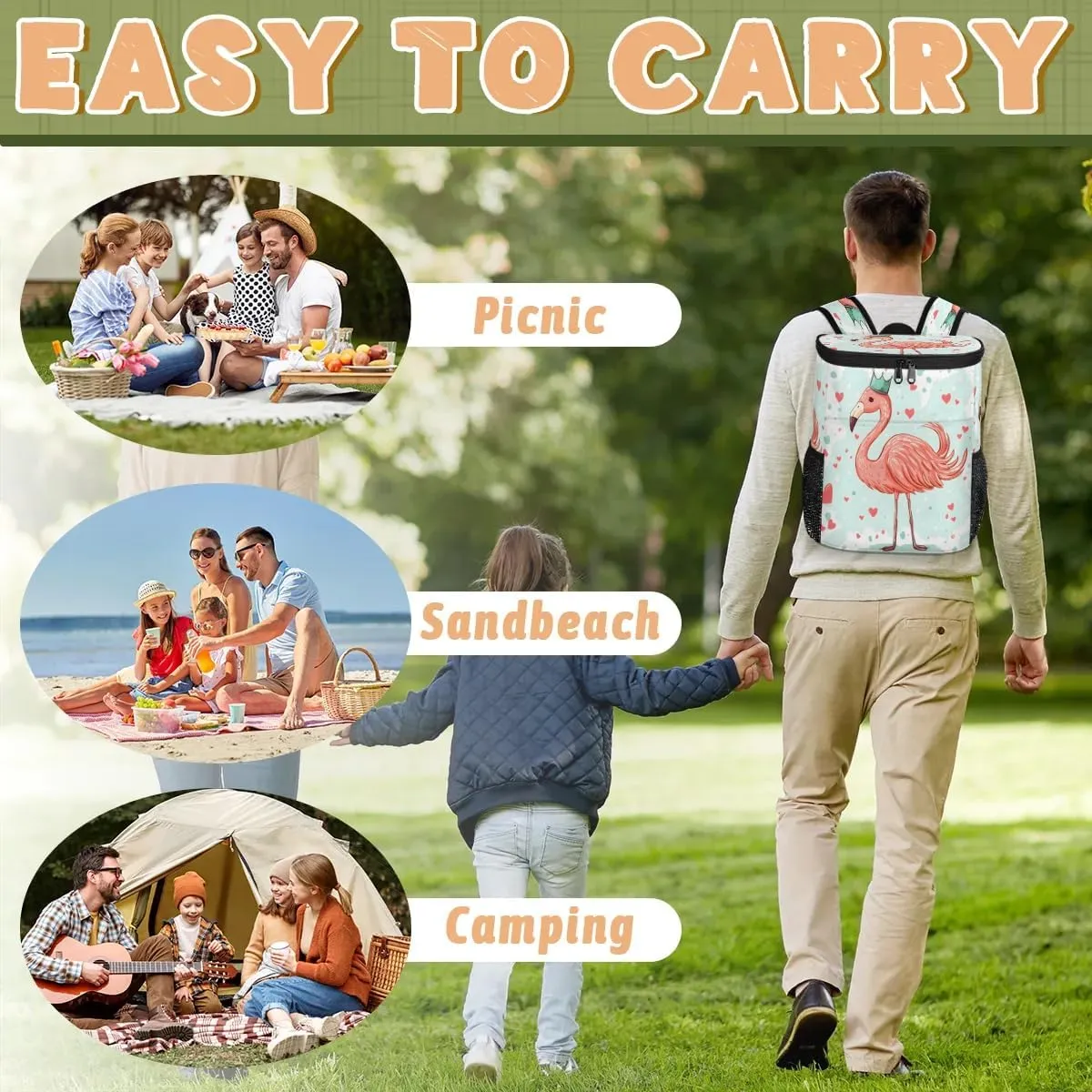 Animal Owl Eyes Backpack Cooler Leakproof Insulated Cooler Bag Beach Travel Camping Lunch Backpack for Men Women