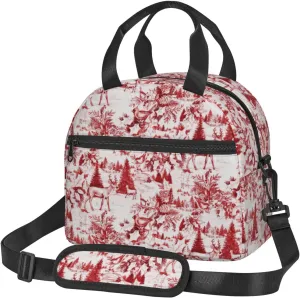 Animal Wilderness Bear Deer Print Foods Insulated Lunch Bag Cute Tote Box Leakproof Cooler Adjustable Shoulder Strap
